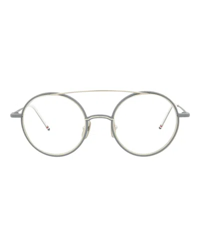 Thom Browne Aviator-frame Metal Optical Frames In Silver