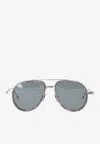 Thom Browne Aviator Metal Sunglasses In Metallic