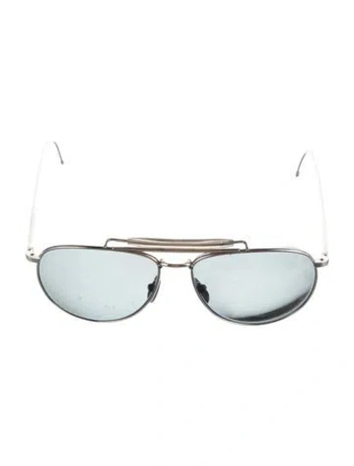 Pre-owned Thom Browne Aviator Mirrored Sunglasses In Silver