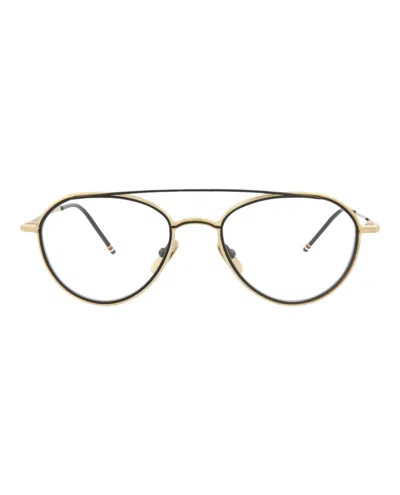 Thom Browne Aviator-style Metal Optical Frames Eyeglass Frame Gold Size 53 Metal In Yellow Gold