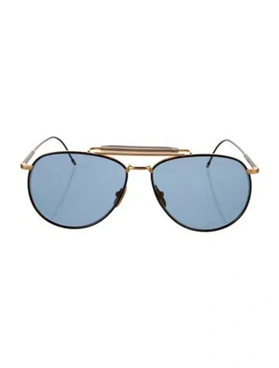 Pre-owned Thom Browne Aviator Tinted Sunglasses In Blue/gold