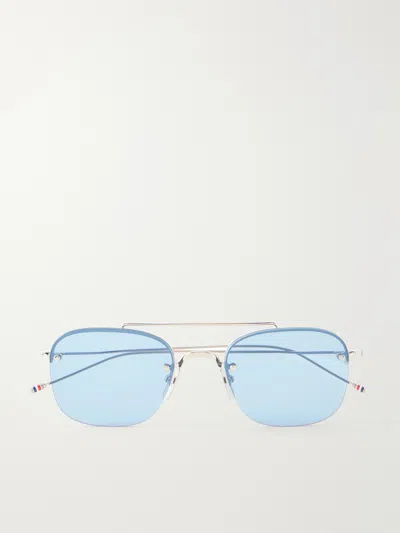 Thom Browne Aviator-style Titanium Sunglasses In Blue