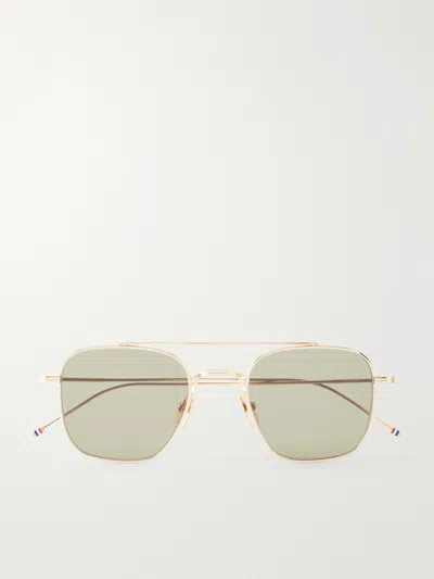 Thom Browne Aviator-style Titanium Sunglasses In Gold