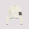 Thom Browne Stripe-detailing Cable-knit Cardigan In White
