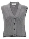 Thom Browne Virgin Wool Cable-knit Sweater Vest In Gray