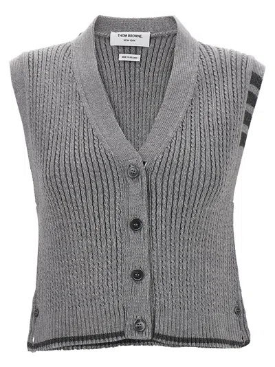 Thom Browne Baby Cable Cropped Vest In Gray