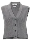 Thom Browne Virgin Wool Cable-knit Sweater Vest In Gray