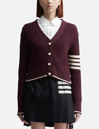 Thom Browne Baby Cable Knit Cardigan In Red