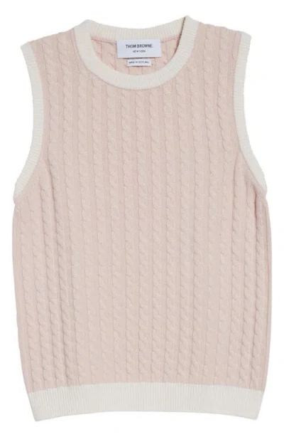Thom Browne Baby Cable Stitch Cashmere Sweater Shell In Pink