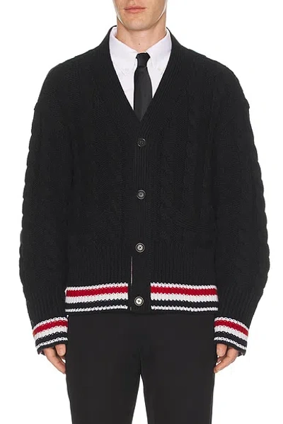 Thom Browne Baby Cable V Neck Cardigan In Black