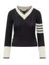 Thom Browne Cable-knit Wool Sweater In Navy