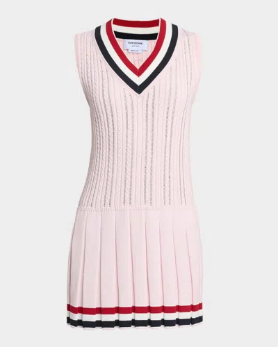 Thom Browne Baby Ladder Cable Dress In Pink