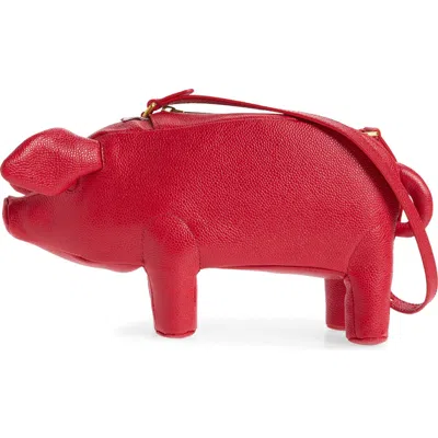 Thom Browne Baby Pig Pebbled Leather Shoulder Bag In Red