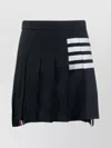 Thom Browne Back Pleated Mini Skirt With Striped Detail In Black