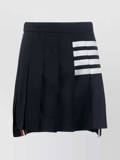 Thom Browne Back Pleated Mini Skirt With Striped Detail In Black