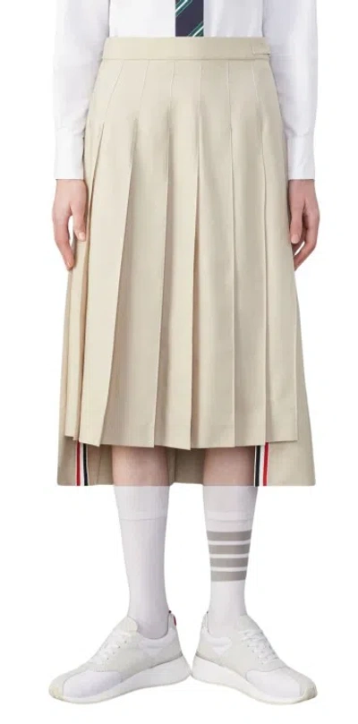 Thom Browne Back Pleated Skirt In Neutrals