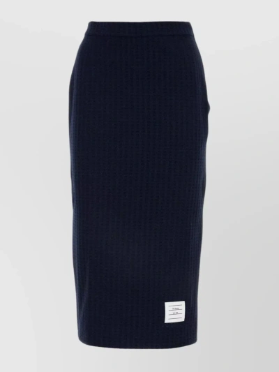 Thom Browne Back Slit Cotton Skirt In Black