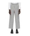 Thom Browne Backstrap-detail Checked Tailored Trousers In Gray