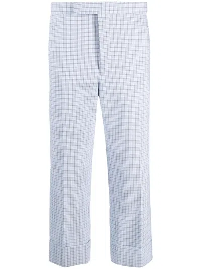 Thom Browne Backstrap-detail Checked Tailored Trousers In White