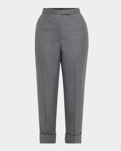 THOM BROWNE BACKSTRAP STRAIGHT-LEG CROP TWILL TROUSERS