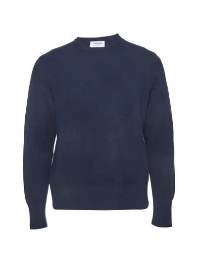 Pre-owned Thom Browne Back-stripe Crewneck Sweater In Blue