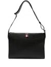 Thom Browne 4-bar Pebble Grain Messenger Bag In Black