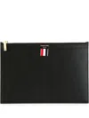 Thom Browne Signature Loop Tab Pebbled Clutch In Black