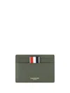 Thom Browne Calfskin Classic Card Case In Dkgreen