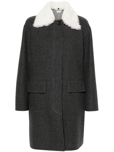 Thom Browne Bal-collar Wool-felt Coat In Grey