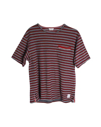 Thom Browne Banner Stripe Pocket T-shirt In Multicolor Cotton In Gold