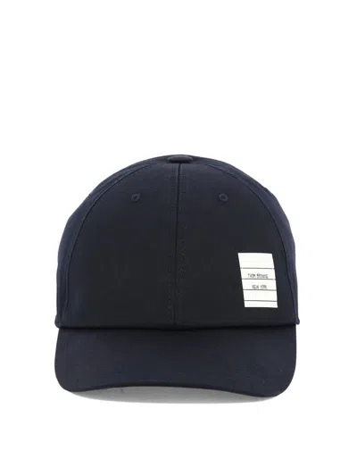 Thom Browne Baseball Cap With Logo Patch In Blue