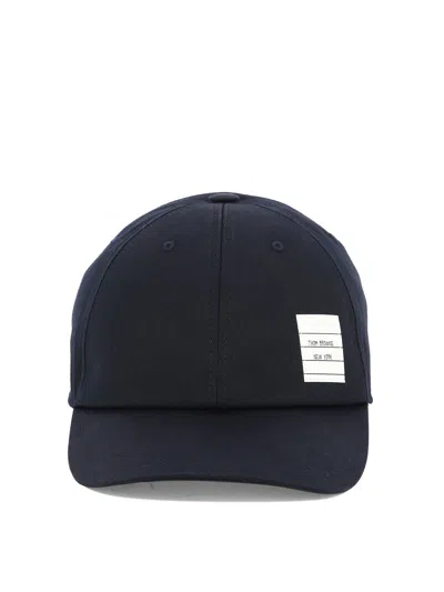 Thom Browne Baseball Cap With Logo Patch Hats In Blue