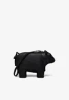 Thom Browne Bear Baguette Grained Leather Shoulder Bag In Black