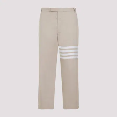 THOM BROWNE BEIGE COTTON STRAIGHT LEG TROUSER