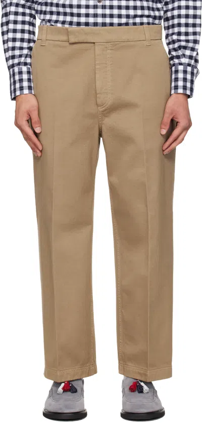 Thom Browne Beige Cotton Twill Utility Trousers