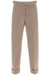 THOM BROWNE BEIGE CROPPED WOOL-FLANNEL PANTS FOR WOMEN