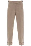 Thom Browne Beige Cropped Wool-flannel Pants For Women In Beige
