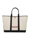 Thom Browne Beige Medium Rwb-stripe Tote Bag In Beige