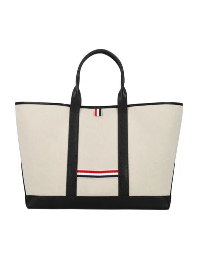 Thom Browne Beige Medium Rwb-stripe Tote Bag