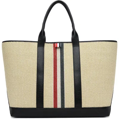 Thom Browne Beige Medium Tool Rwb Stripe Tote In Neutral