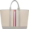 Thom Browne Beige Rwb Stripe Medium Tool Tote In Gray