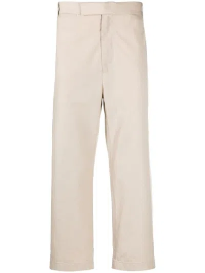 THOM BROWNE BEIGE STRAIGHT LEG TROUSERS