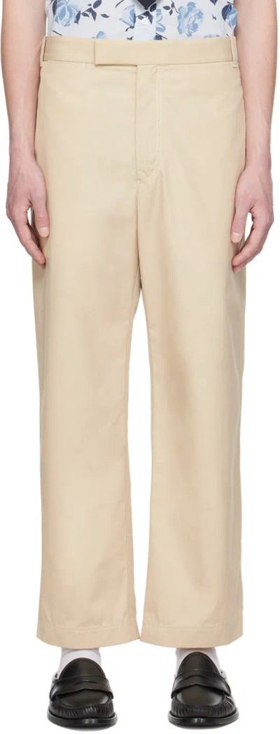 Thom Browne Beige Unconstructed Trousers In 250 Khaki