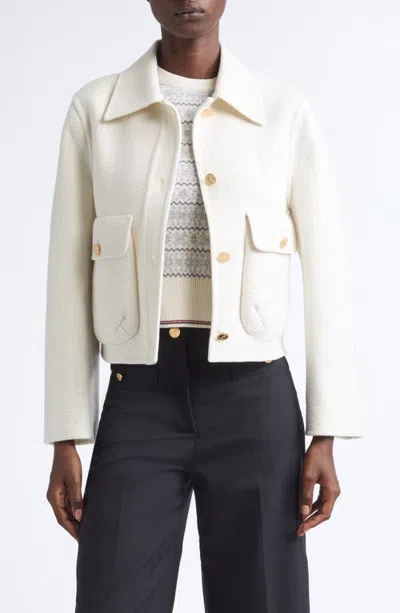 Thom Browne Bell Sleeve Wool & Cashmere Jacket In White