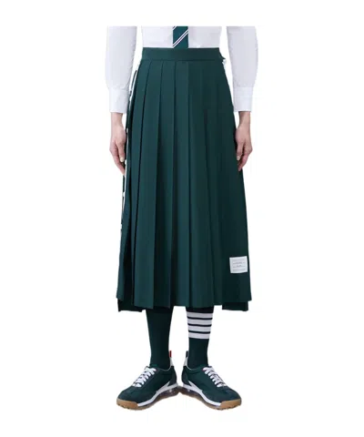 Thom Browne Bellow-knee Pleated Skirt In Multicolor