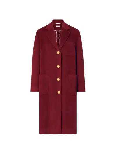 Thom Browne Bell-sleeve Cashmere Coat In Burgundy