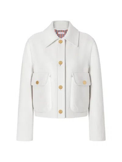 Thom Browne Cropped Wool And Cashmere-blend Felt Jacket In White