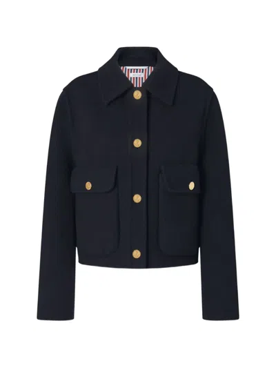 Thom Browne Bell-sleeve Wool Jacket In Blue