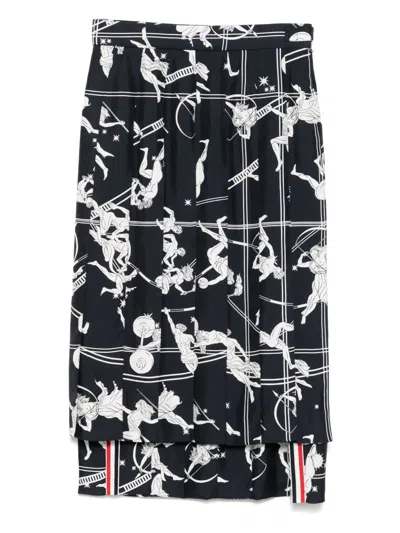 Thom Browne Below-knee Dropped-back Pleated Skirt