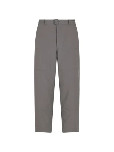 Thom Browne Belt Detail Trousers In Gray